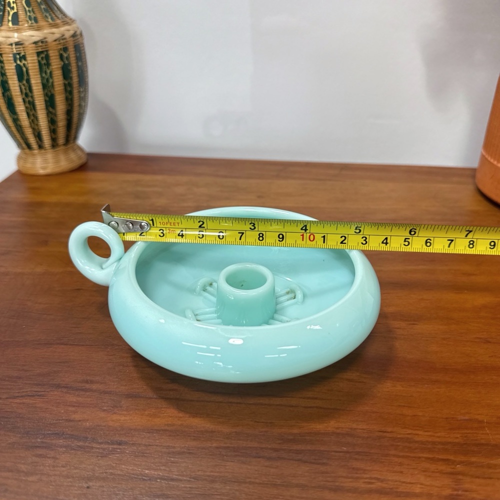 Rare Vintage Fenton Turquoise Glass Hobnail Hurricane Lamp Bottom Only - Picture 5 of 5